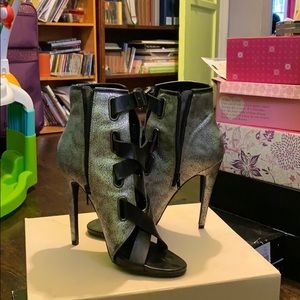 Black and Silver Buckle Up Heels